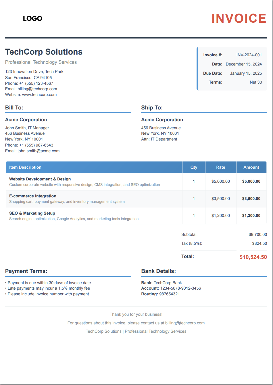 Professional Invoice